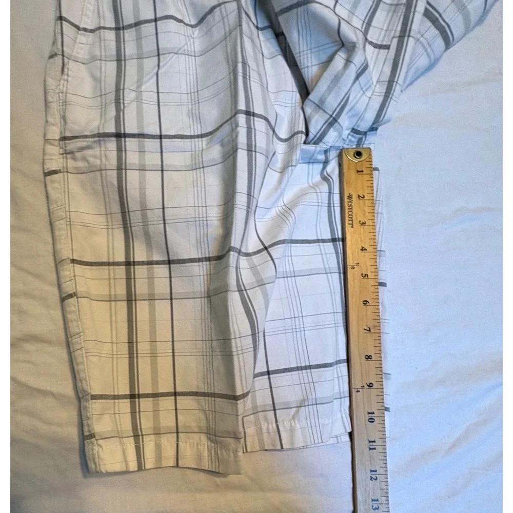 O'Neill Plaid Walk Shorts Mens 32 White Grey‎ Casual Summer Flat Front
